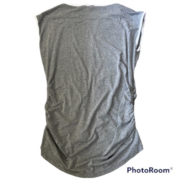 𝅺vince Camuto gray sleeveless blouse with two front cut outs, medium - Picture 2 of 10